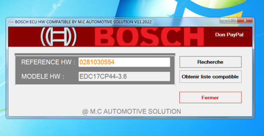 BOSCH ECU HW COMPATIBLE V11.2022