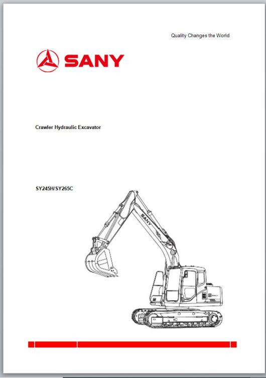 Sany-Excavator-SY245H-SY265C-Repair-Manual-EN